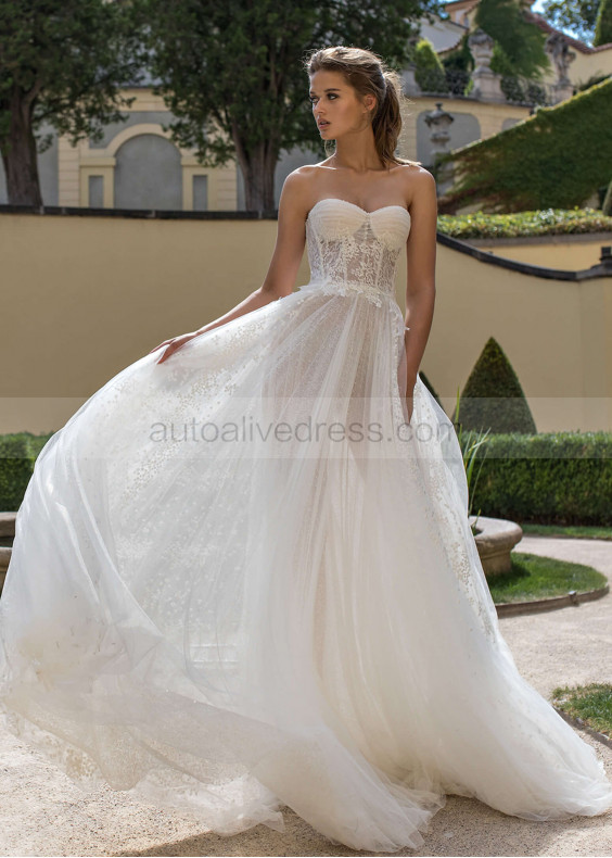 Sweetheart Corset Beaded French Lace Wedding Dress